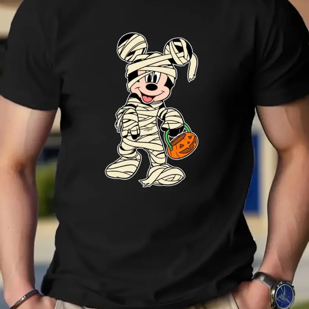 Mickey Mouse Zombie Mummy Halloween Pumpkin Graphic T-Shirt